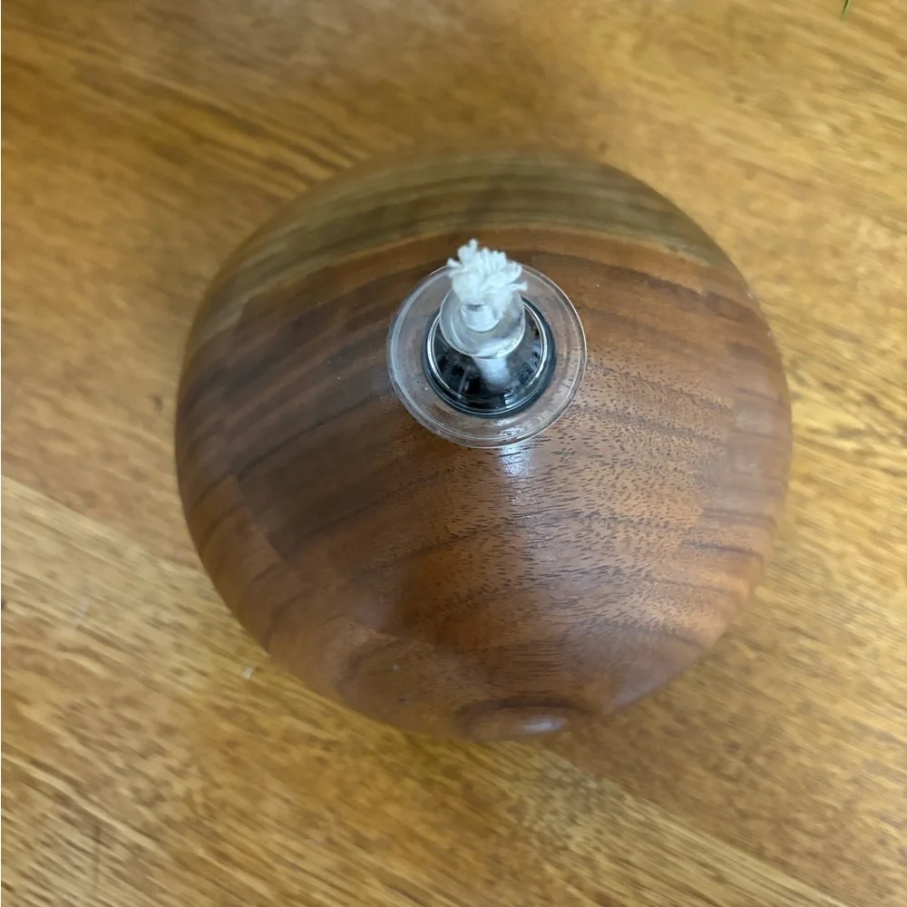 Hand Turned Wooden Oil Lamp by St Pierre Wood Pottery in North Carolina